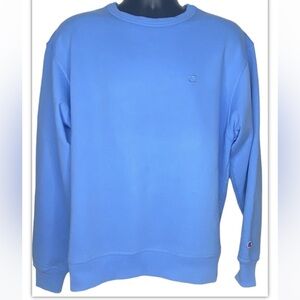 Champion Men's Fleece M Powder Blue Sweatshirt Gray Collar Long Sleeves Casual